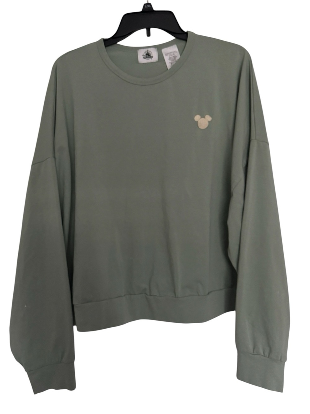 Disney Women’s Green Oversized Casual Homestead Embroidered Mickey Logo Tee | XL